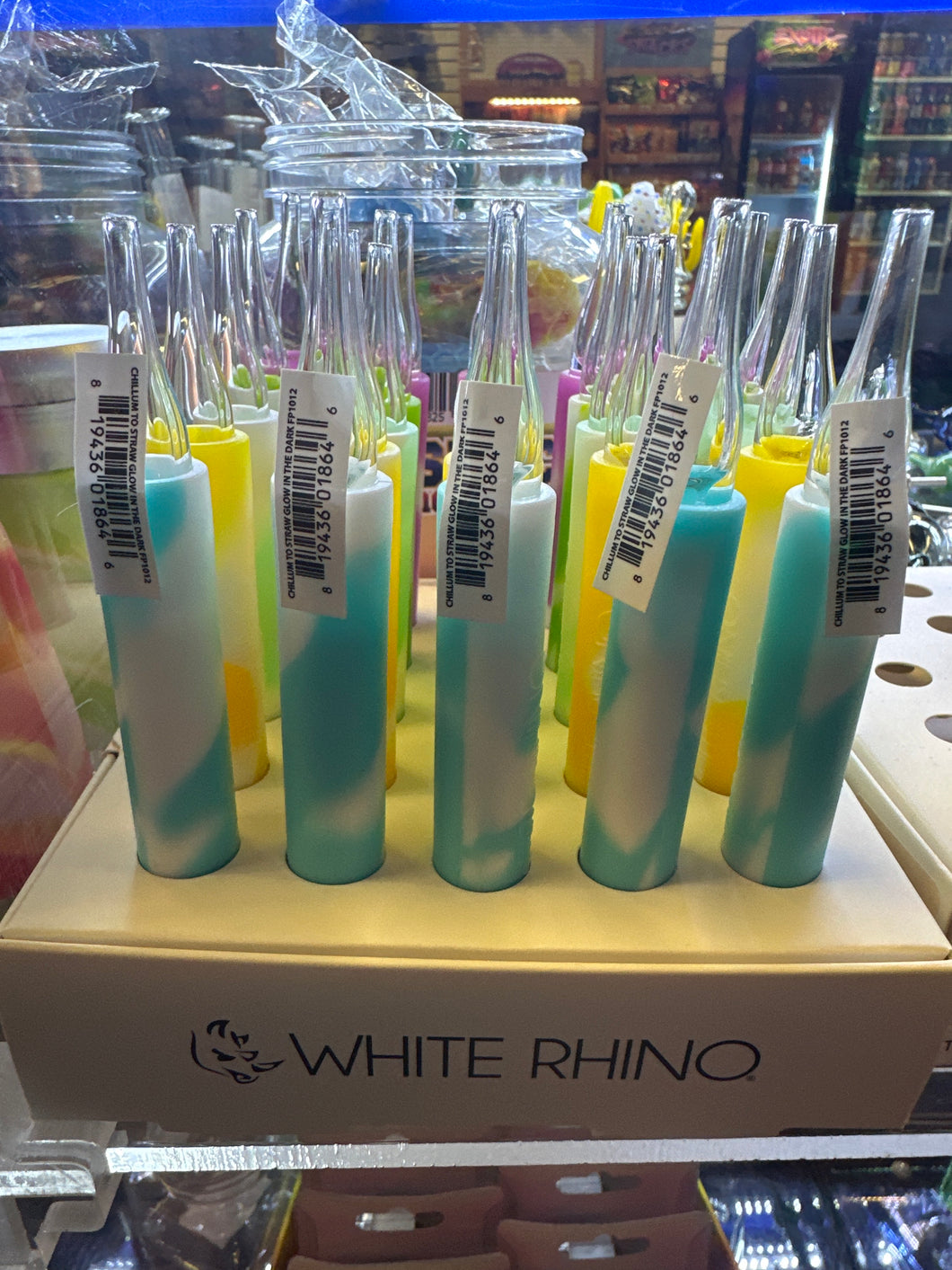White rhino nectar collector glow in the dark straw
