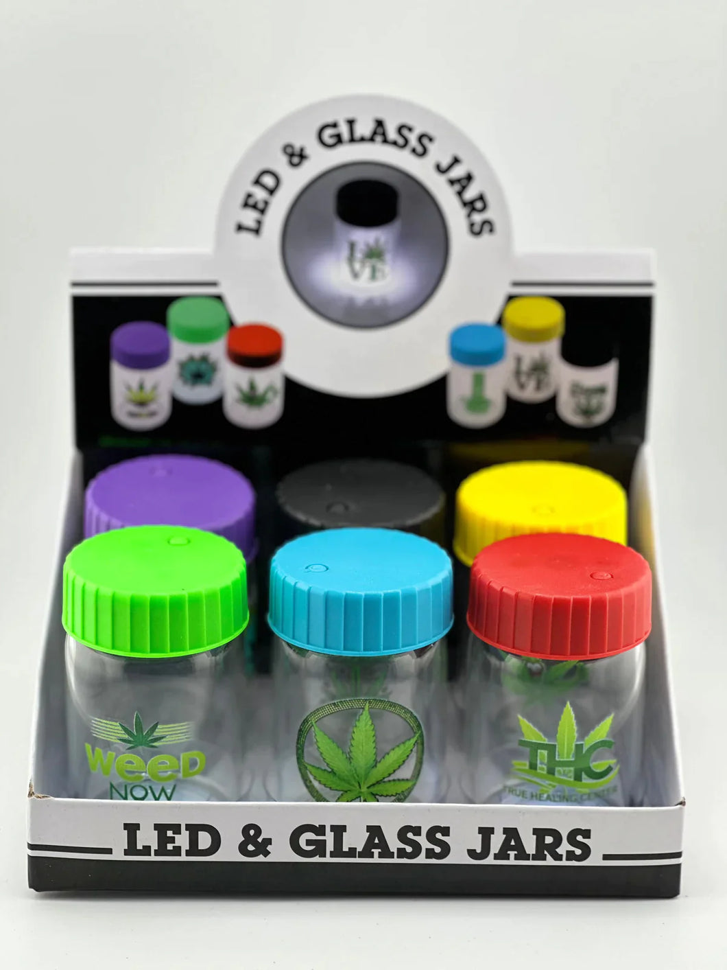 Airtight Glass Jar LED Ligth Push Button Assorted designs